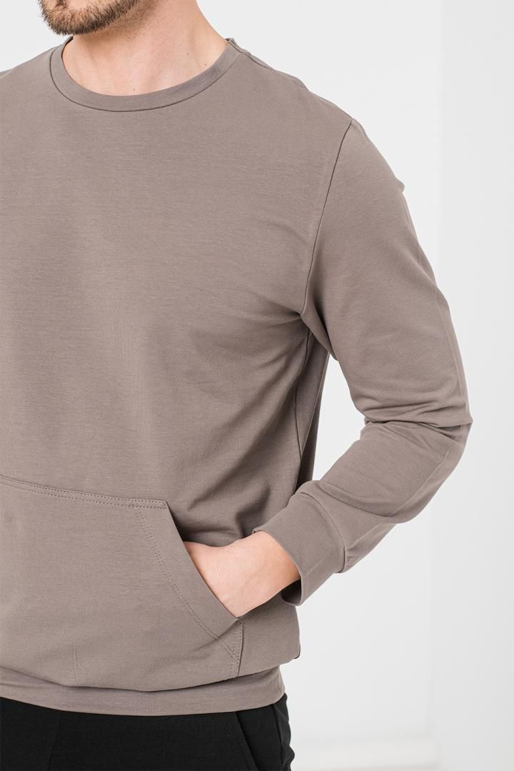 BLUZA COTON CASUAL BARBATI TAUPE-M