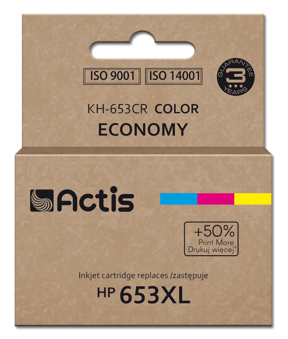 Actis KH-653CR printer ink, replacement HP 653XL 3YM74AE; Premium; 18ml; 300 pages; colour_1