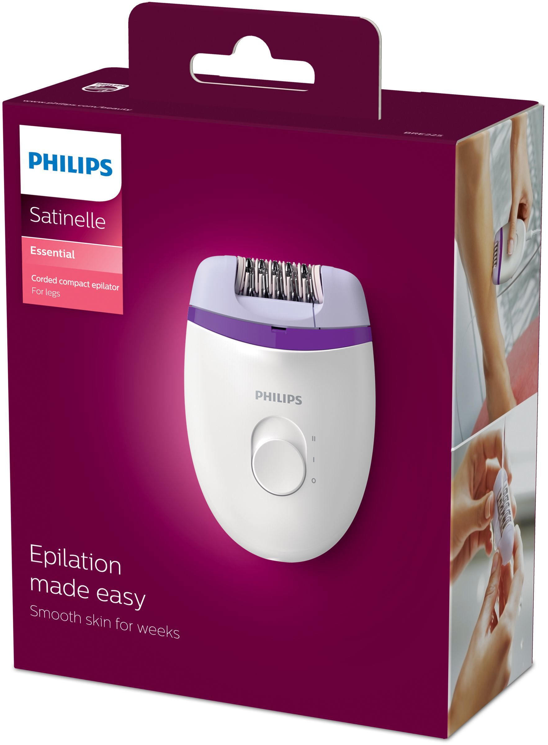 Philips Satinelle Essential BRE225/00 epilator Purple, White