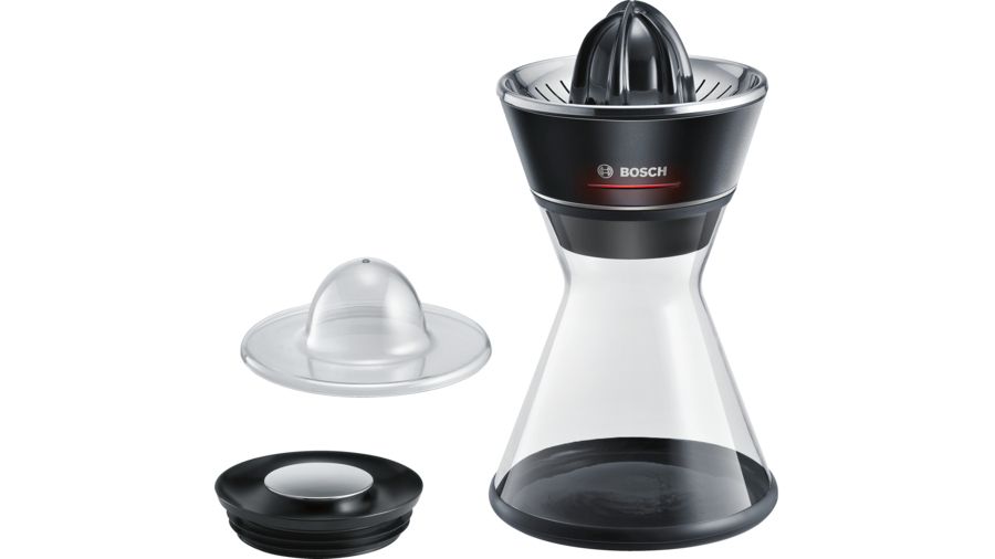 Bosch MCP72GPB citrus press Plastic, Stainless steel Black, Transparent