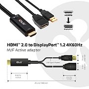 CLUB3D HDMI 2.0 TO DISPLAYPORT 1.2 4K60HZ HDR M/F ACTIVE ADAPTER Black