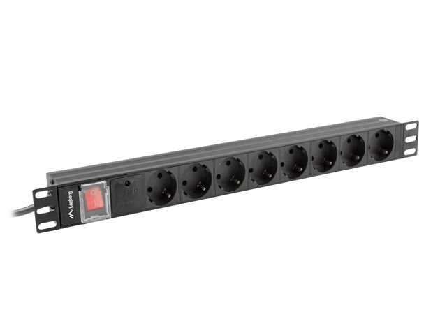 LANBERG POWER STRIP PDU RACK 19  (1U, 16A, 8X Shuko, 2m)