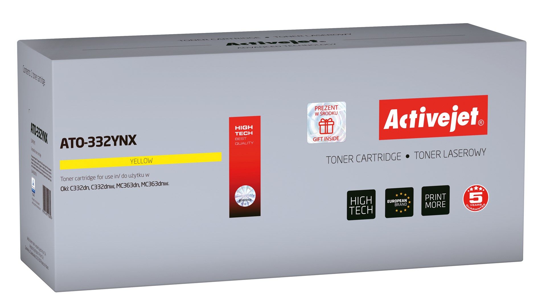Activejet ATO-332YNX toner for OKI printer OKI 46508709 replacement Supreme 3000 pages yellow
