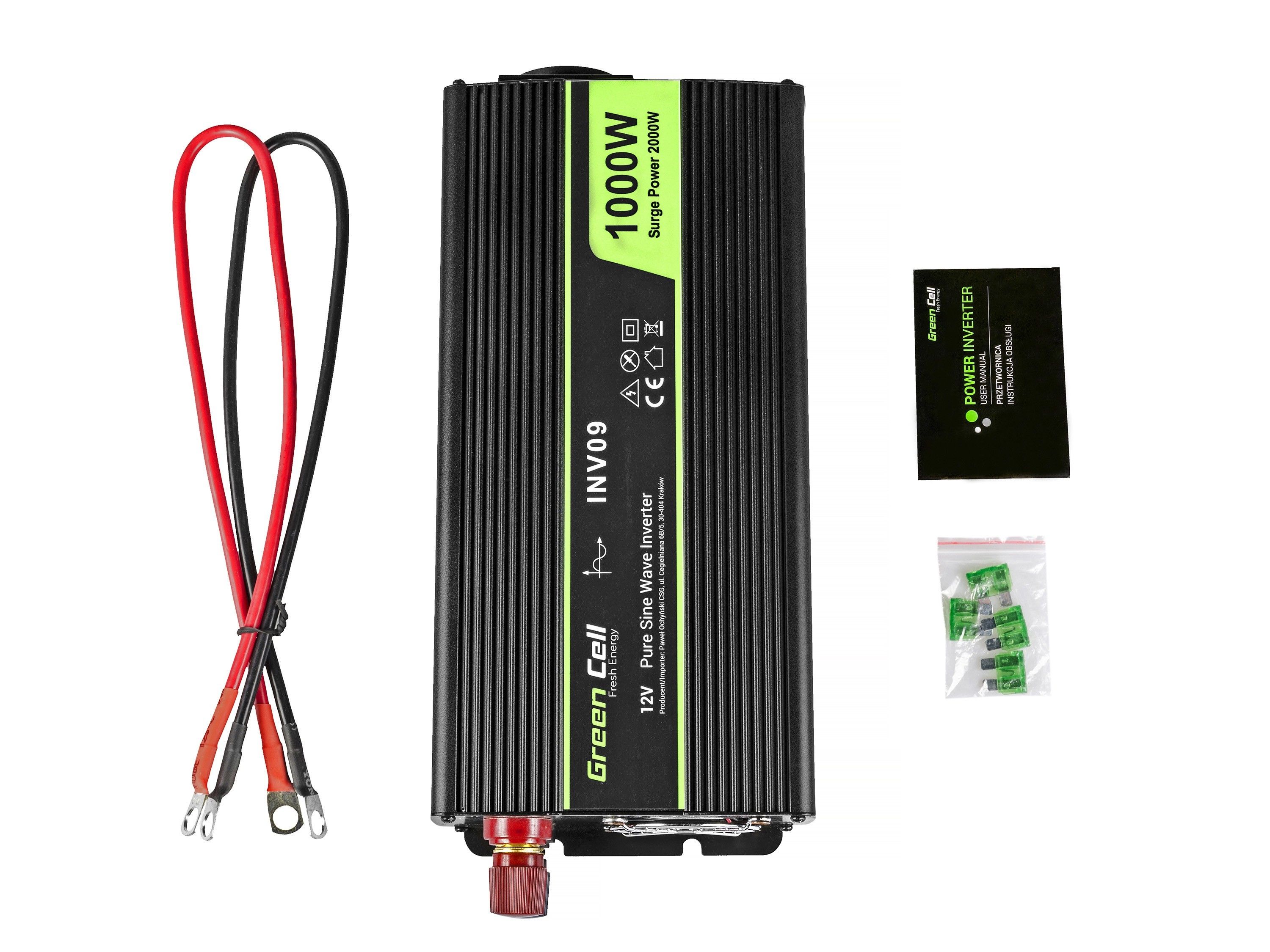 Green Cell INV09 power adapter/inverter Auto 1000 W Black_1