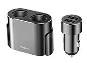 INCARCATOR AUTO Baseus High Efficiency, 2 x USB Output 5V/3.4A, 2 x bricheta auto, total output 96W, pt. bricheta auto, lungime cablu 60cm, argintiu  CRDYQ-0S  (include TV 0.18lei) - 6953156296930