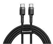 CABLU alimentare si date Baseus Cafule, Fast Charging Data Cable pt. smartphone, USB Type-C la USB Type-C PD2.0 20V/5A, brodat, 2m, gri+negru  CATKLF-ALG1  (include timbru verde 0.25 lei) - 6953156216365