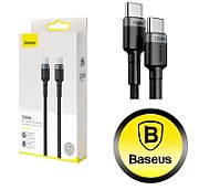 CABLU alimentare si date Baseus Cafule, Fast Charging Data Cable pt. smartphone, USB Type-C la USB Type-C PD2.0 20V/5A, brodat, 2m, gri+negru  CATKLF-ALG1  (include timbru verde 0.25 lei) - 6953156216365
