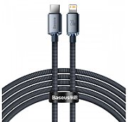 CABLU alimentare si date Baseus Crystal Shine, Fast Charging Data Cable pt. smartphone, Type-C la Lightning Iphone 20W, 2m, braided, negru  CAJY000301  (include timbru verde 0.25 lei) - 6932172602772