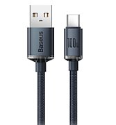 CABLU alimentare si date Baseus Crystal Shine, Fast Charging Data Cable pt. smartphone, USB la USB Type-C 100W, 1.2m, braided, negru  CAJY000401  (include timbru verde 0.25 lei) - 6932172602802