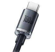 CABLU alimentare si date Baseus Crystal Shine, Fast Charging Data Cable pt. smartphone, USB la USB Type-C 100W, 2m, braided, negru  CAJY000501  (include timbru verde 0.25 lei) - 6932172602833