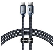 CABLU alimentare si date Baseus Crystal Shine, Fast Charging Data Cable pt. smartphone, USB Type-C la USB Type-C 100W, 2m, braided, negru  CAJY000701  (include timbru verde 0.25 lei) - 6932172602895