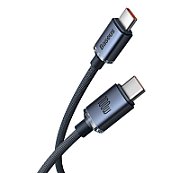 CABLU alimentare si date Baseus Crystal Shine, Fast Charging Data Cable pt. smartphone, USB Type-C la USB Type-C 100W, 2m, braided, negru  CAJY000701  (include timbru verde 0.25 lei) - 6932172602895