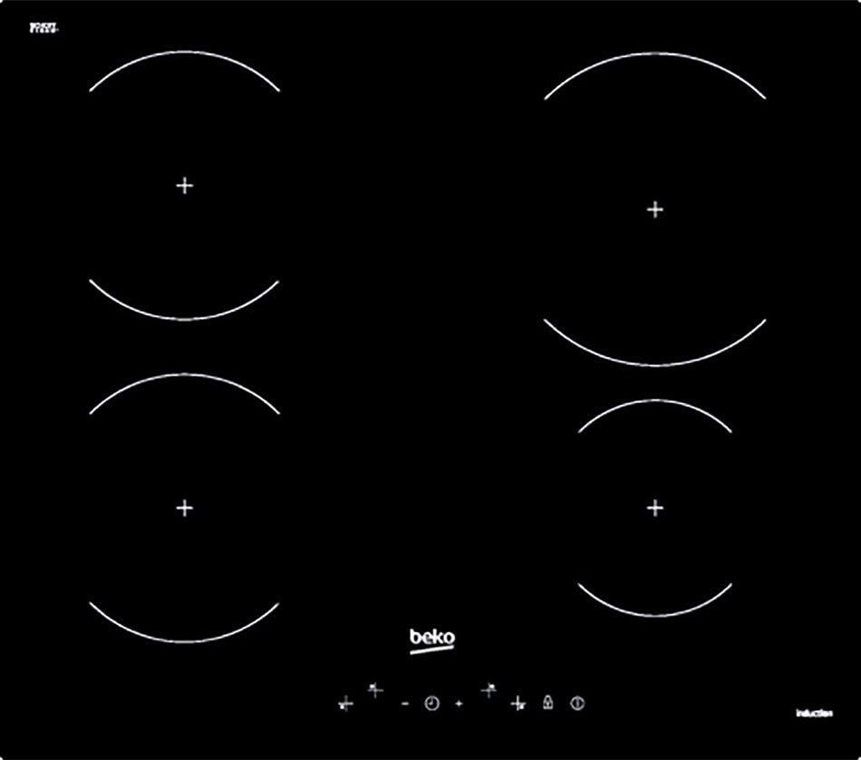 Plita electrica incorporabila Beko HII64430GT, cu inductie,  4 zone, touch control,boster timer, display digital, control lumina On/Off, indicatorincalzire reziduala, blocare acces copii, latime: 60 cm, culoare negru