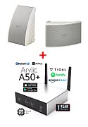 Pachet sonorizare Terasa exterior 2x50W cu streaming ARYLIC A50+ si boxe YAMAHA AW592 Albe