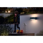 Aplica de exterior Philips myGarden Hedgehog, 1x42W, 230V, IP44, instalația de iluminat este compatibilă cu bec(urile) din clasa A++ până la E, culoare gri inchis, material plastic/ aluminiu, becul nu este inclus