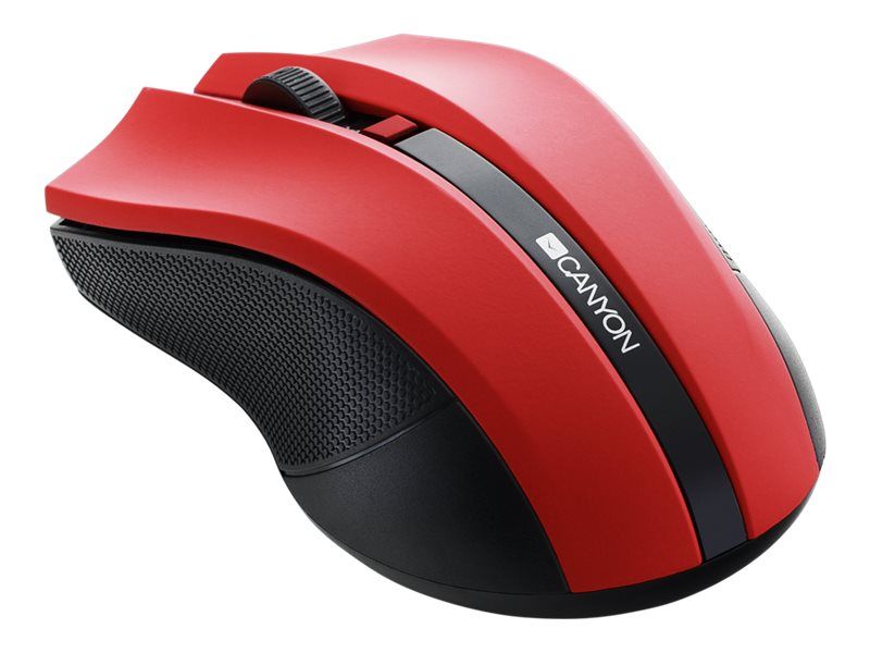 CANYON MW-5 2.4GHz wireless Optical Mouse with 4 buttons, DPI 800/1200/1600, Red, 122*69*40mm, 0.067kg