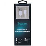 CABLU alimentare si date SPACER, pt. smartphone, USB Type-C (T) la Iphone Lightning (T), braided, retail pack, 1.8m, silver  SPDC-LIGHT-TYPEC-PVC-SL-1.8  (include TV 0.06 lei)