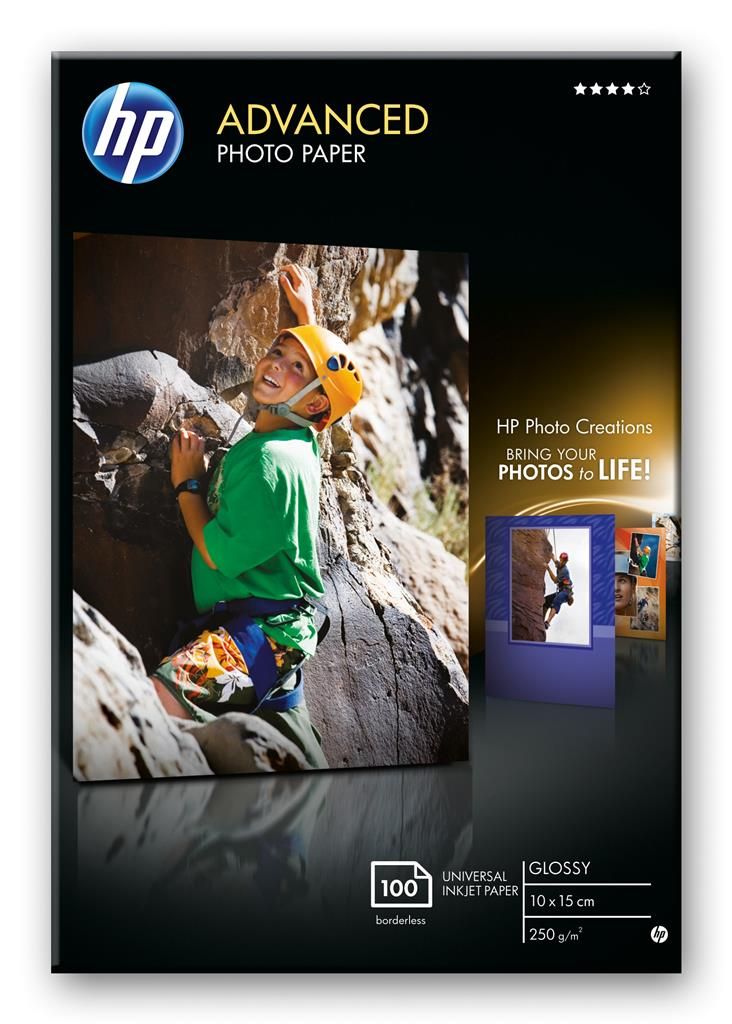 HP Q8692A Advanced glossy photo paper inkjet 250g/m2 100x150mm 100 sheets 1-pack borderless