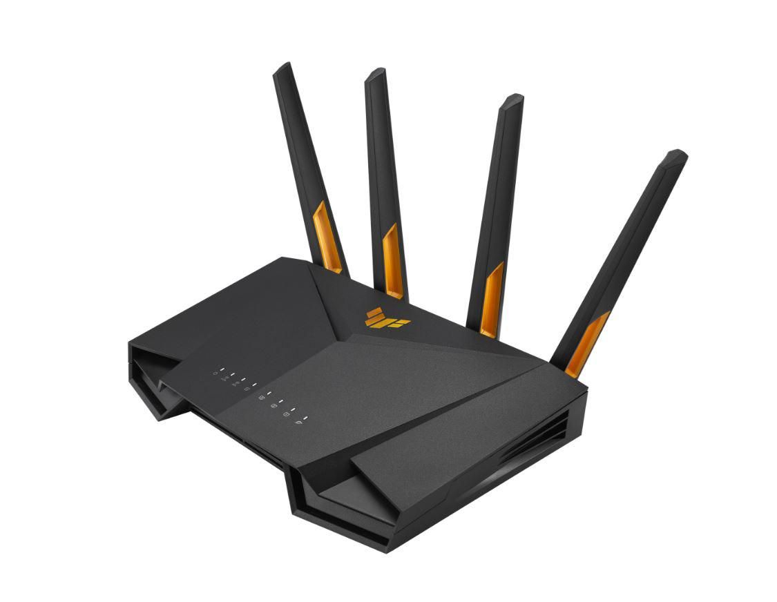 ASUS TUF Gaming AX3000 Dual Band WiFi 6 Gaming Router, TUF-AX3000, Network Standard: IEEE 802.11a, IEEE 802.11b, IEEE 802.11g, WiFi 4 (802.11n), WiFi 5 (802.11ac), WiFi 6 (802.11ax), IPv4, IPv6, Data rate: (2.4GHz) : up to 574 Mbps, (5GHz) : up to 2402 Mbps, 4 x antene externe, Procesor: 1.5 GHz_1