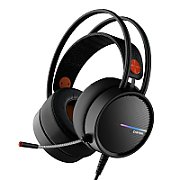 CANYON Gaming headset 3.5mm jack plus USB connector for LED backlight, adjustable microphone and volume control, with 2in1 3.5mm adapter, cable 2M, Black and Orange, 0.36kg