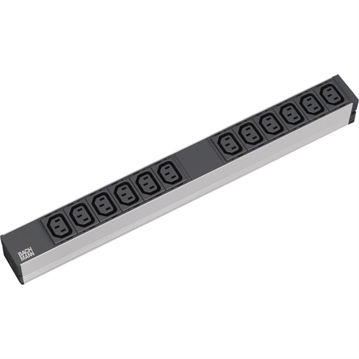 Prelungitor / PDU 19  1U Bachmann 333.616, Intrare Schuko, Iesire 12x C13, Cablu 2m, Profil Aluminiu