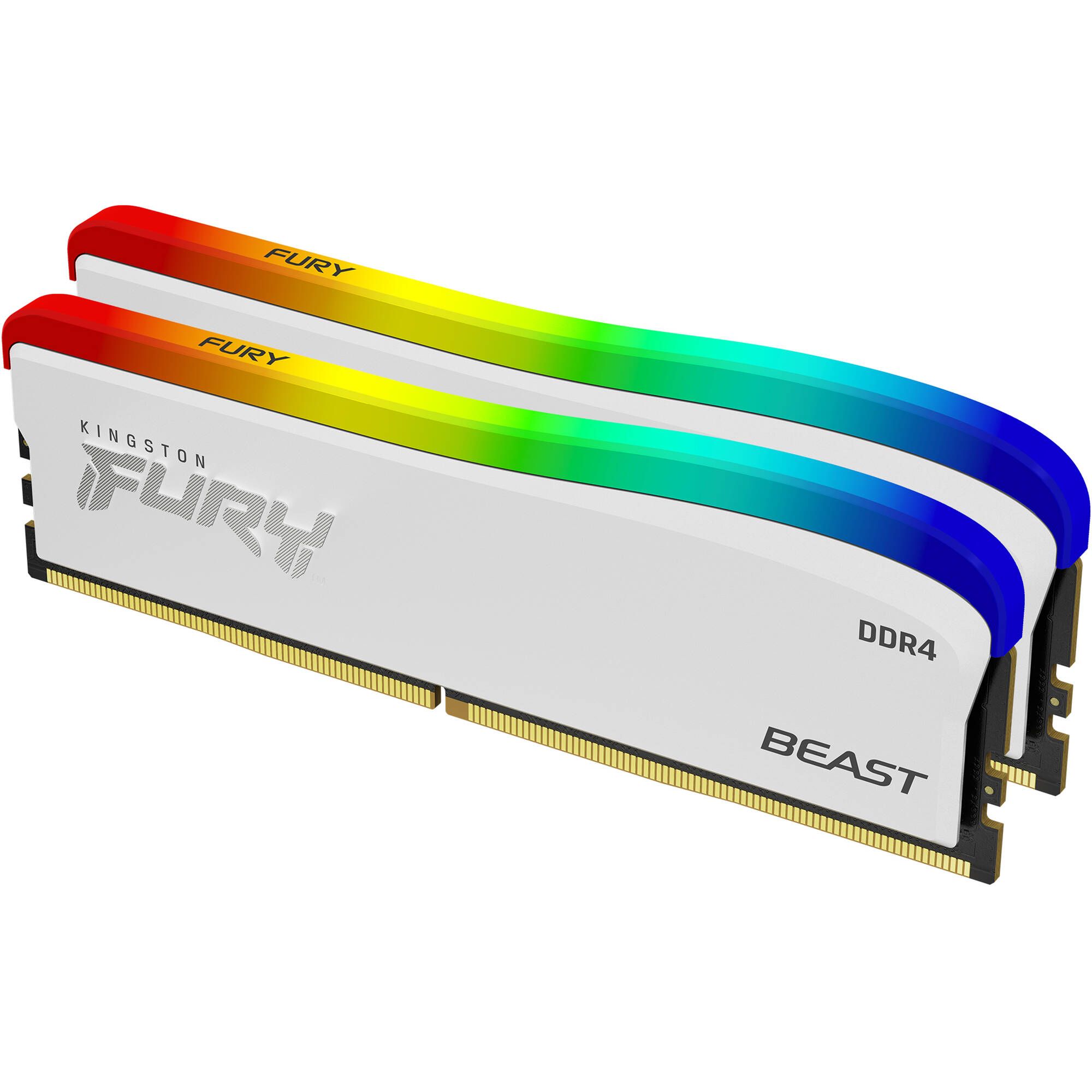 Memorie RAM Kingston Fury Beast White, DIMM, DDR4, 16GB, 3200MHz, CL16, 1.35V, Kit of 2, RGB SE_1