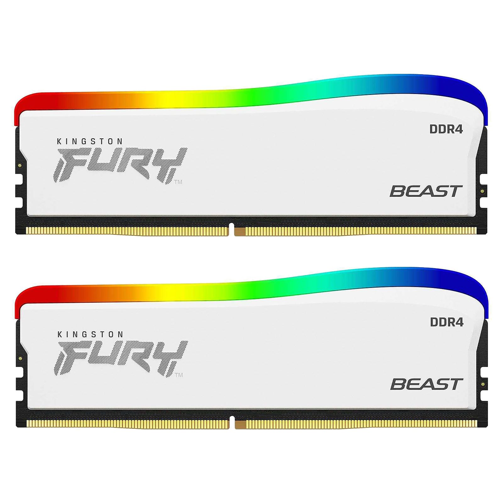 Memorie RAM Kingston Fury Beast White, DIMM, DDR4, 32GB, 3200MHz, CL16, 1.35V,Kit of 2, RGB SE_1