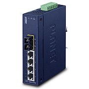 Planet IP30 Slim Type 4-Port Industrial Ethernet Switch + 1-Port 100Base-FX(15KM) (-40 - 75 C)