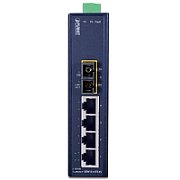 Planet IP30 Slim Type 4-Port Industrial Ethernet Switch + 1-Port 100Base-FX(15KM) (-40 - 75 C)