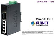 Planet IP30 Slim Type 4-Port Industrial Ethernet Switch + 1-Port 100Base-FX(15KM) (-40 - 75 C)
