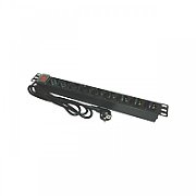 Bara alimentare aluminiu / PDU, 19 inch, 9 prize Schuko + switch, 16A, 3500W, 3x1.5, 2m - EMTEX  PDU9K  (include TV 1.75 lei)