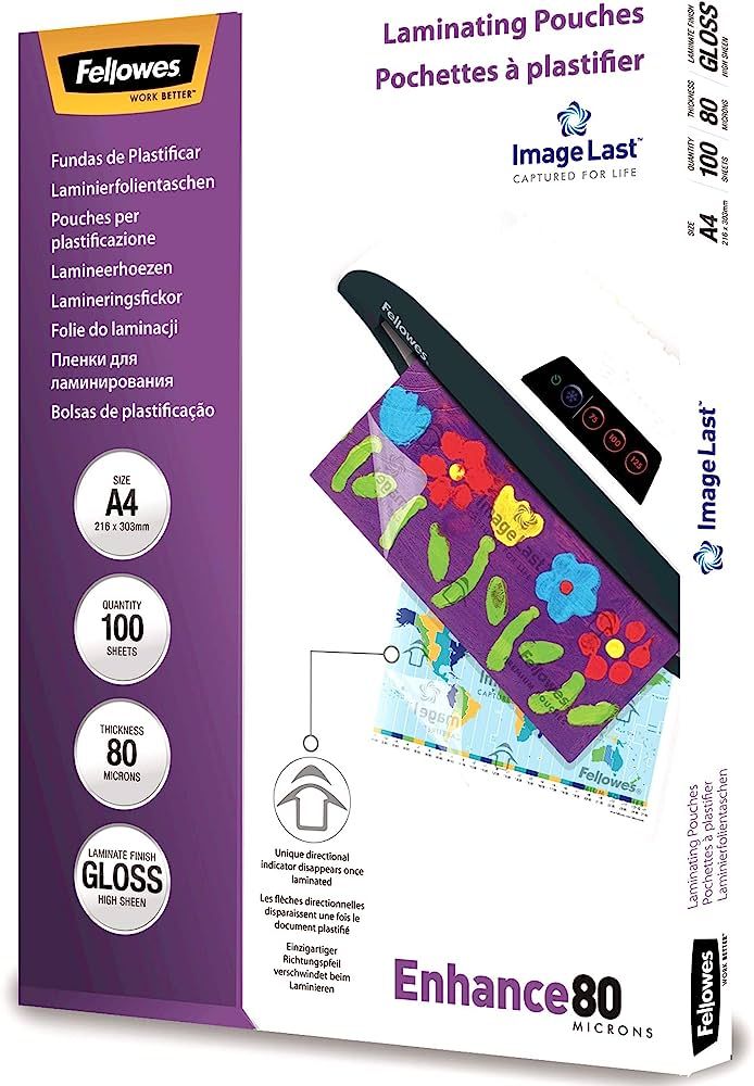 Fellowes ImageLast A4 80 Micron Laminating Pouch - 100 pack