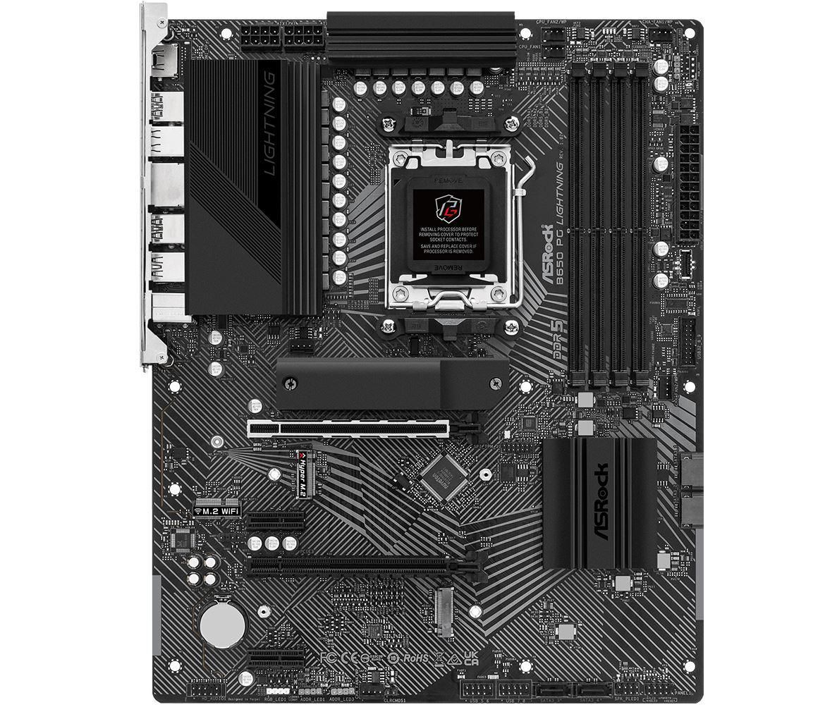 Placa de baza AsRock B650 PG Lightning AM5  Supports AMD Ryzen™ 7000 Series Processors 14+2+1 Phase Power Design, SPS 4 x DDR5 DIMMs, supports up to 6400+(OC) 1 PCIe 4.0 x16, 1 PCIe 4.0 x16, 2 PCIe 4.0 x1, 1 M.2 Key-E for WiFi Graphics Output Options: 1 HDMI 7.1 CH HD Audio (Realtek ALC897 Audio_1