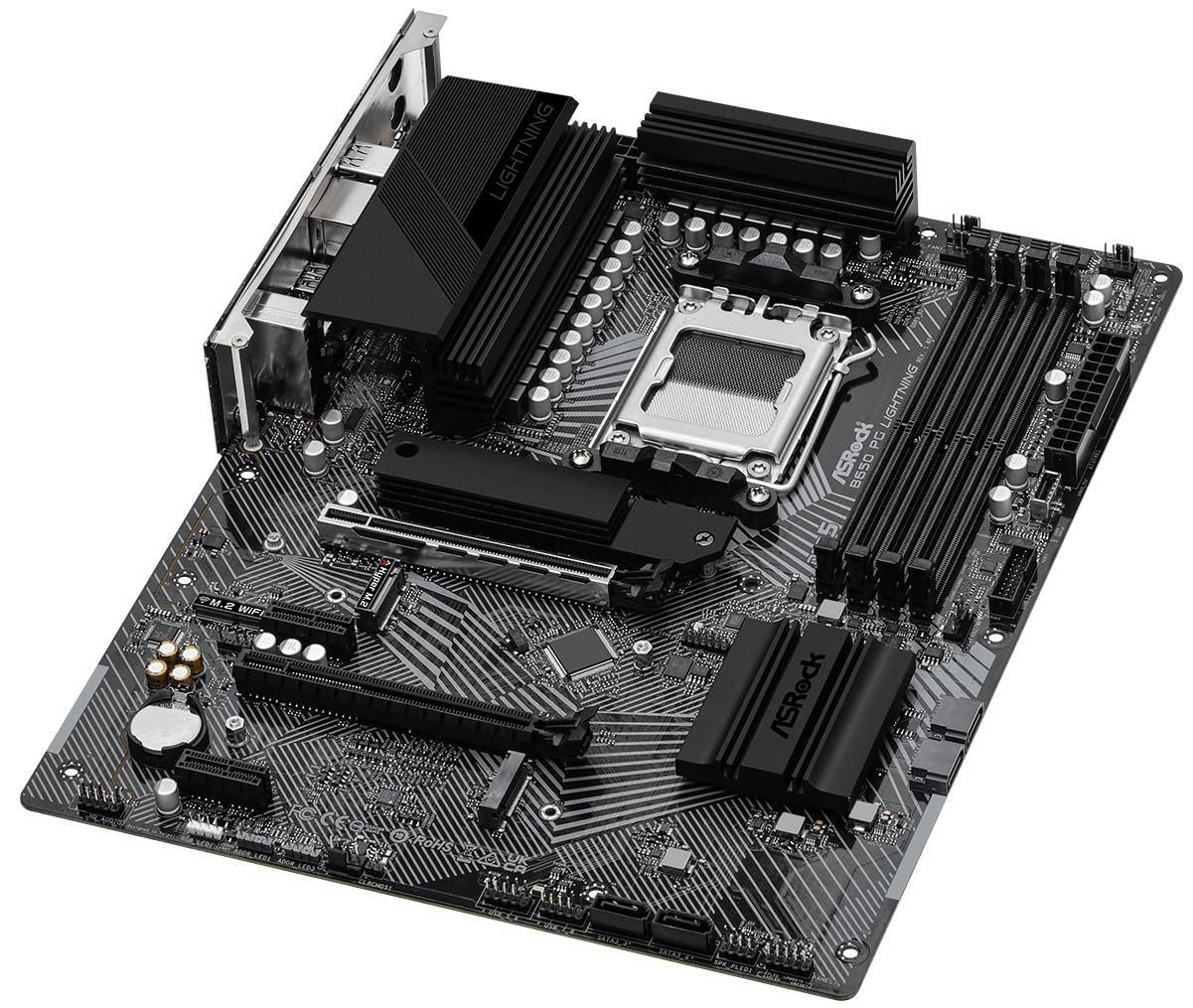 Placa de baza AsRock B650 PG Lightning AM5  Supports AMD Ryzen™ 7000 Series Processors 14+2+1 Phase Power Design, SPS 4 x DDR5 DIMMs, supports up to 6400+(OC) 1 PCIe 4.0 x16, 1 PCIe 4.0 x16, 2 PCIe 4.0 x1, 1 M.2 Key-E for WiFi Graphics Output Options: 1 HDMI 7.1 CH HD Audio (Realtek ALC897 Audio_3