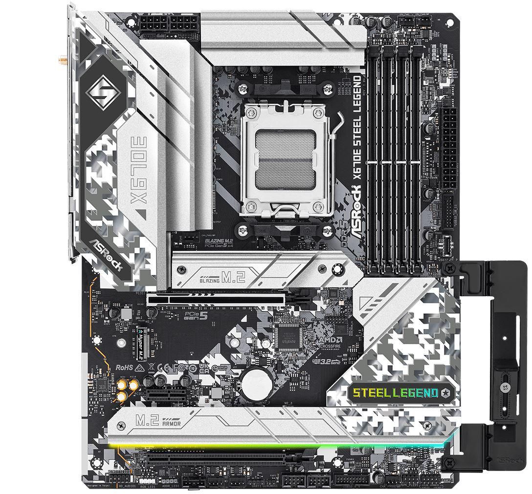Placa de baza AsRock Socket AM5, X670E Steel Legend  Supports AMD Ryzen™ 7000 Series Processors 16+2+1 Phase Power Design, SPS 4 x DDR5 DIMMs, supports up to 6600+(OC) 1 PCIe 5.0 x16, 1 PCIe 3.0 x16, 1 PCIe 3.0 x1 Graphics Output Options: 1 HDMI, 1 DisplayPort 7.1 CH HD Audio with Content Protection_1