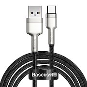 CABLU alimentare si date Baseus Cafule Metal, Fast Charging Data Cable pt. smartphone, USB la USB Type-C 66W, 2m, negru  CAKF000201  (include timbru verde 0.25 lei) - 6953156209770