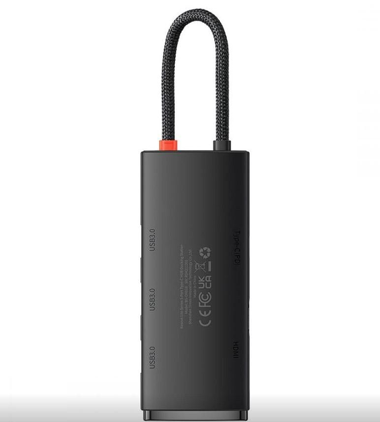 DOCKING Station Baseus Lite, conectare PC USB Type-C, USB 3.0 x 3, USB Type C x 1 PD 20V/5A, HDMI x 1/4K/30Hz, negru 