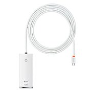 HUB extern Baseus Lite, porturi USB: USB 3.0 x 4, conectare prin USB Type-C, lungime 2m, alb,  WKQX030502  (include TV 0.8lei) - 6932172606299