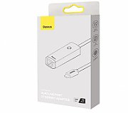 ADAPTOR RETEA Baseus Lite, USB Type-C to RJ-45 10/100 Mbps Adapter, LED, negru  WKQX000201  (include TV 0.18lei) - 6932172606084