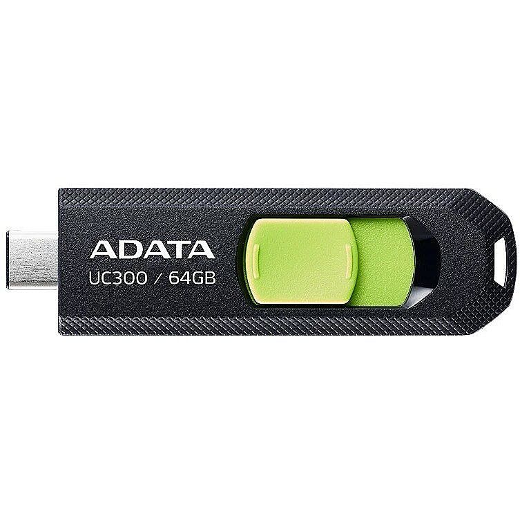 MEMORIE USB Type-C 3.2 ADATA 64 GB, retractabila, carcasa plastic, negru / verde 