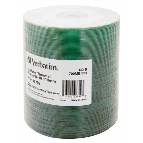 Verbatim CD-R 700MB Thermal Printable - No ID 100 Pack Wrap_1