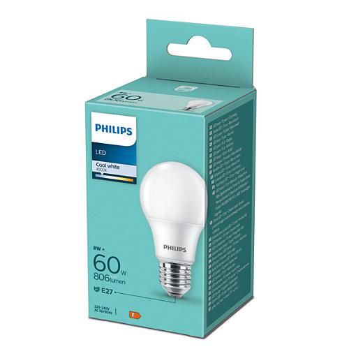 Bec LED Philips A60, E27, 8W (60W), 806 lm, lumina neutra (4000K), mat_2
