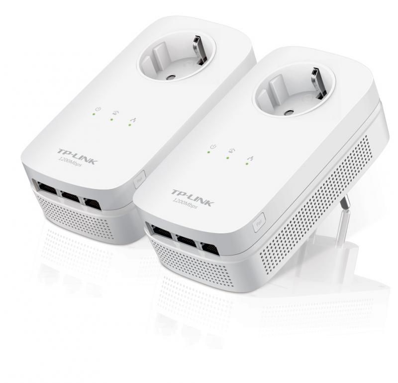 KIT ADAPTOR POWERLINE TP-LINK tehnologie AV2, AV1300, pana la 1300Mbps, 3 porturi Gigabit, priza AC, 2 buc.  TL-PA8030PKIT  (include timbru verde 1.5 lei)