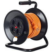 Prelungitor cu tambur Bachmann incasetat, 4 prize Schuko, cu termosiguranta, 10m