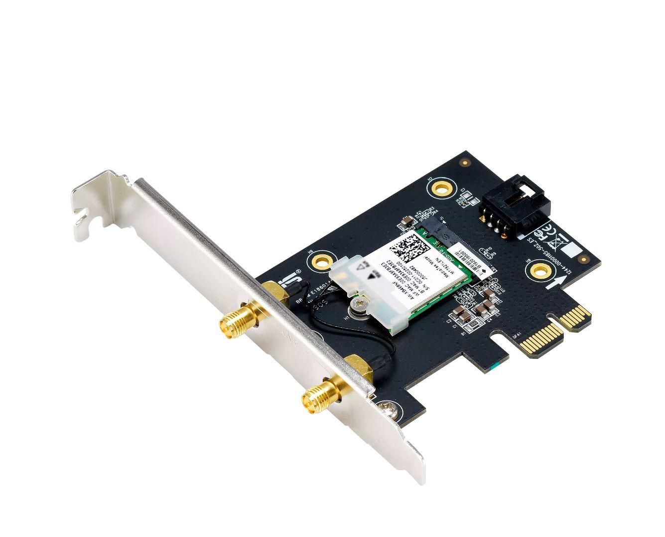ASUS PCE-AXE5400 Wifi  Bluetooth 5.2 PCIe adapter, WI-FI 6, 2.4GHz / 5GHz / 6GHz, greutate: 49.7G, 2 x Antene externe, PCI-Express x 1._2