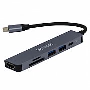 Compatibil cu brand - universal Conectare docking la PC/NB - USB Type-C Porturi USB - USB 3.0 (USB 3.1 gen 1) x 2 USB Type-C x 1 Porturi video - HDMI x 1 Porturi audio - nu Port retea (RJ-45) - fara port retea Port Power Delivery (PD) - da (prin Type-C) Putere Port PD (W) - 87 W Card reader - card