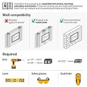Suport TV plat/curbat de perete cu 2 brate Barkan BM464XL, 13 - 65 , Max 36kg, VESA 400x400, negru