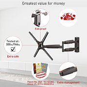 Suport TV plat/curbat de perete cu 2 brate Barkan BM464XL, 13 - 65 , Max 36kg, VESA 400x400, negru