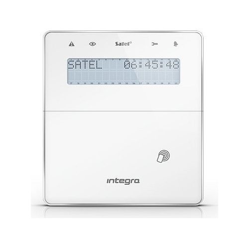 Tastatura alarma Satel INT-KWRL2-WSW, wireless (ABAX 2) pentru  INTEGRA si INTEGRA PLUS, cititor de proximitate, alba