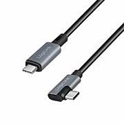 CABLU alimentare si date LOGILINK, pt. smartphone, USB 2.0, USB Type-C (T) la USB Type-C (T) la  90 grade, 3m, PD 100W, 2 x ecranat, plastic, negru,  CU0184  (include TV 0.06 lei)